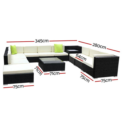 Gardeon 12PC Sofa Set with Storage Cover Outdoor Furniture Wicker - Mekamart Australia
