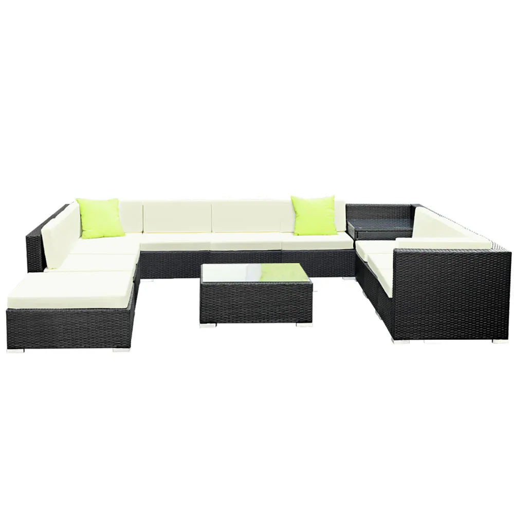 Gardeon 12PC Sofa Set with Storage Cover Outdoor Furniture Wicker - Mekamart Australia