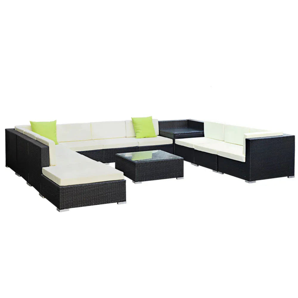 Gardeon 12PC Sofa Set with Storage Cover Outdoor Furniture Wicker - Mekamart Australia