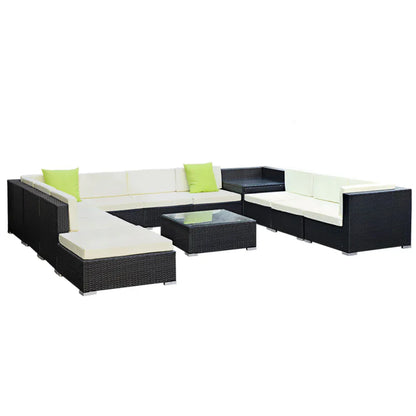 Gardeon 12PC Sofa Set with Storage Cover Outdoor Furniture Wicker - Mekamart Australia