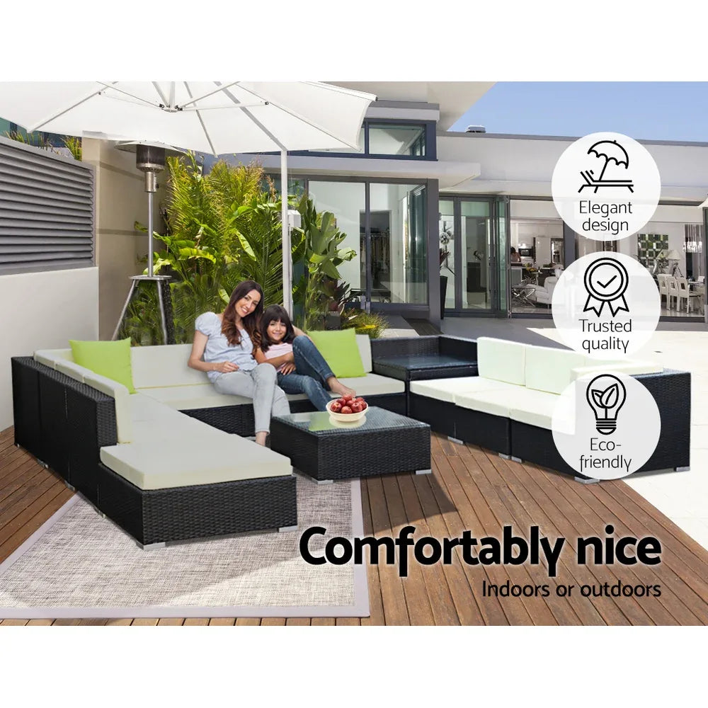 Gardeon 12PC Sofa Set with Storage Cover Outdoor Furniture Wicker - Mekamart Australia
