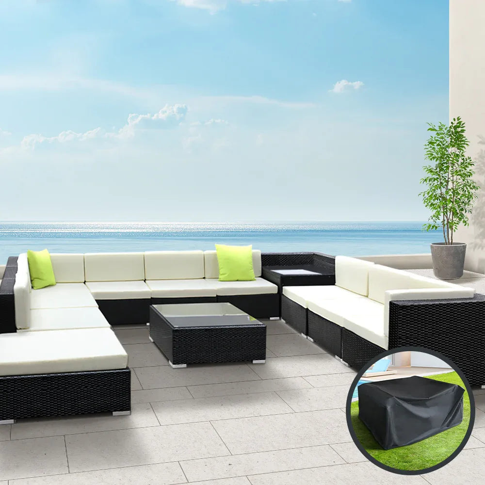 Gardeon 12PC Sofa Set with Storage Cover Outdoor Furniture Wicker - Mekamart Australia