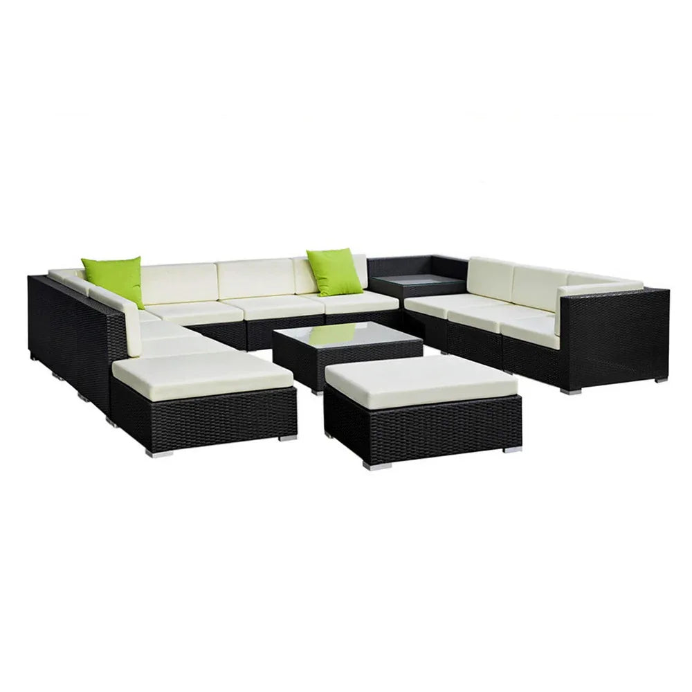 Gardeon 13-Piece Outdoor Sofa Set Wicker Couch Lounge Setting Cover - Mekamart Australia