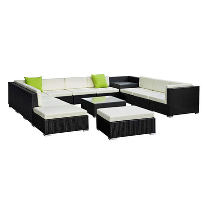 Gardeon 13-Piece Outdoor Sofa Set Wicker Couch Lounge Setting Cover - Mekamart Australia
