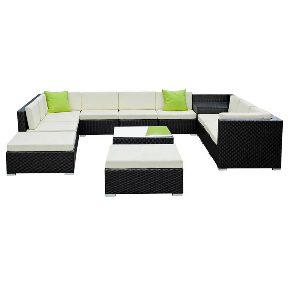 Gardeon 13-Piece Outdoor Sofa Set Wicker Couch Lounge Setting Cover - Mekamart Australia