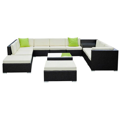 Gardeon 13-Piece Outdoor Sofa Set Wicker Couch Lounge Setting Cover - Mekamart Australia