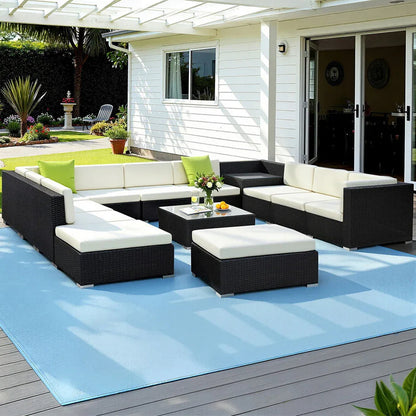 Gardeon 13-Piece Outdoor Sofa Set Wicker Couch Lounge Setting Cover - Mekamart Australia