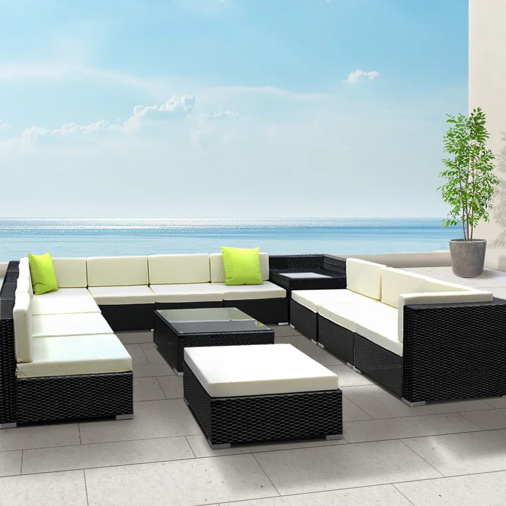 Gardeon 13-Piece Outdoor Sofa Set Wicker Couch Lounge Setting 11 Seater - Mekamart Australia