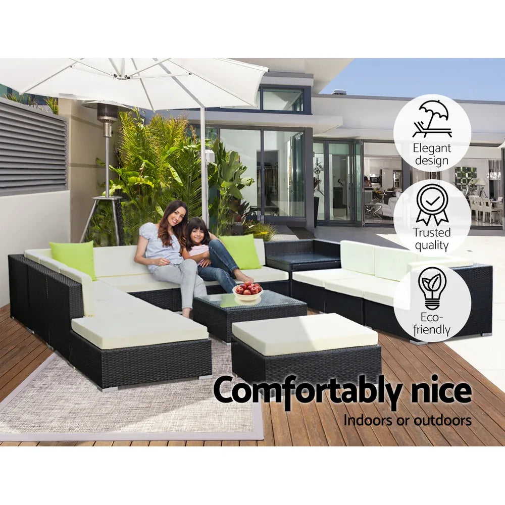 Gardeon 13-Piece Outdoor Sofa Set Wicker Couch Lounge Setting 11 Seater - Mekamart Australia