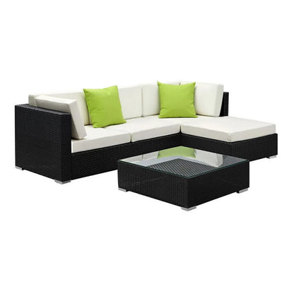 Gardeon 5-Piece Outdoor Sofa Set Wicker Couch Lounge Setting Cover - Mekamart Australia