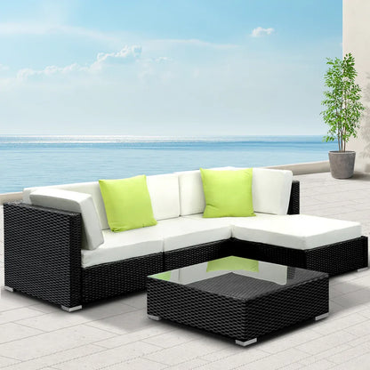 Gardeon 5-Piece Outdoor Sofa Set Wicker Couch Lounge Setting 4 Seater - Mekamart Australia