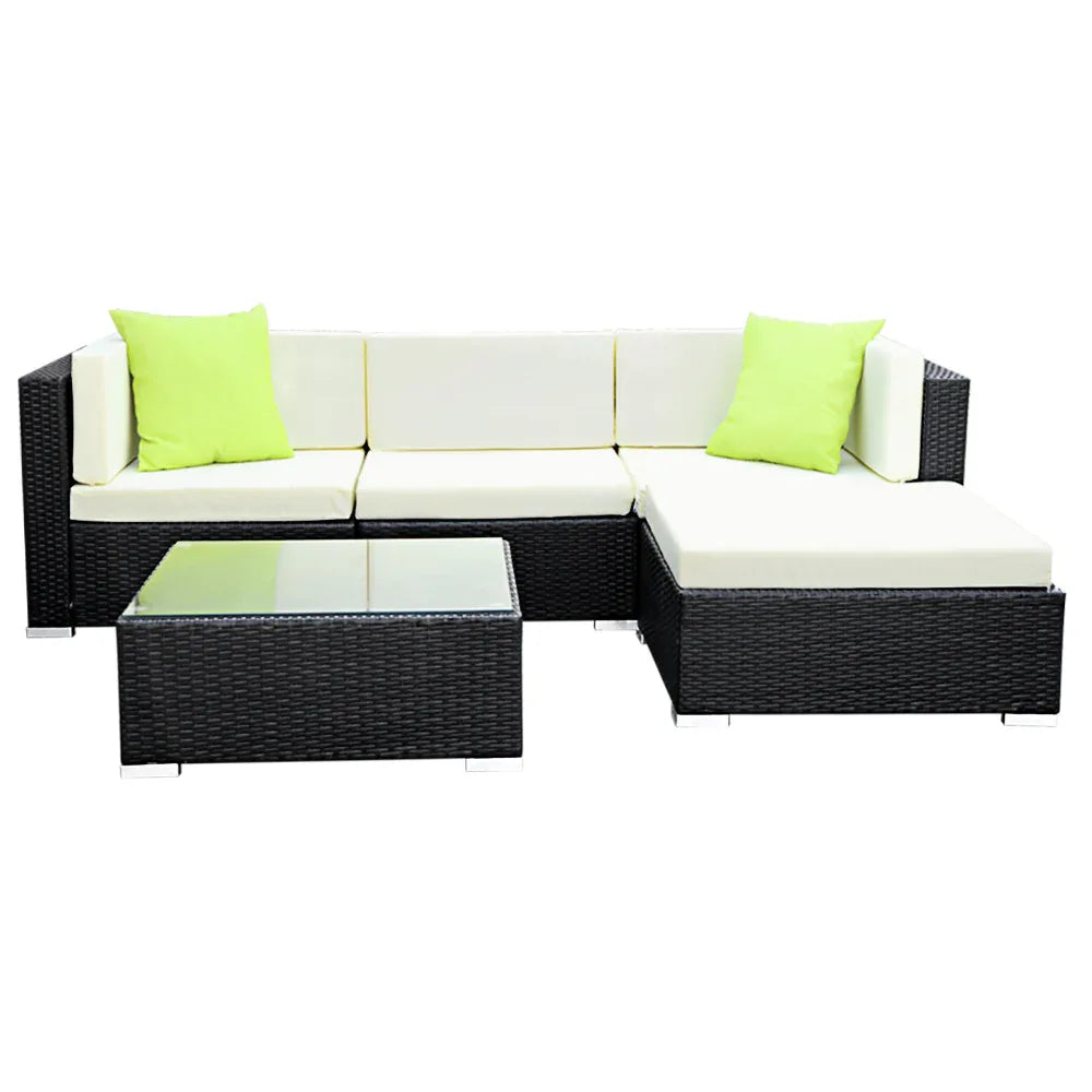 Gardeon 5-Piece Outdoor Sofa Set Wicker Couch Lounge Setting 4 Seater - Mekamart Australia