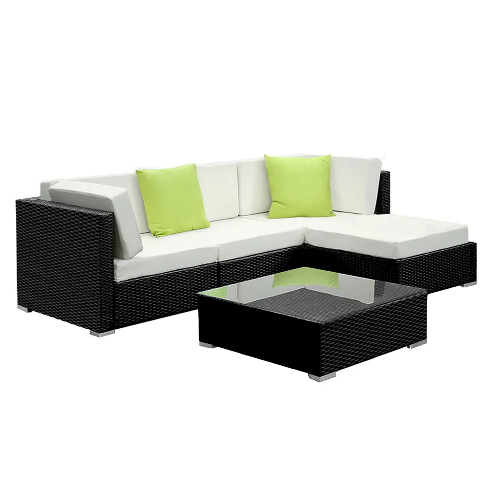 Gardeon 5-Piece Outdoor Sofa Set Wicker Couch Lounge Setting 4 Seater - Mekamart Australia