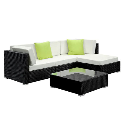 Gardeon 5-Piece Outdoor Sofa Set Wicker Couch Lounge Setting 4 Seater - Mekamart Australia