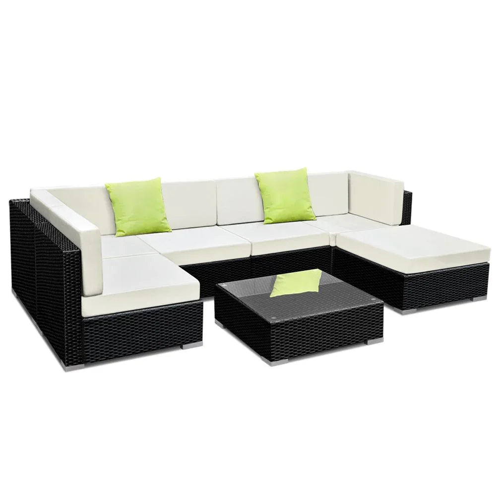 Gardeon 7-Piece Outdoor Sofa Set Wicker Couch Lounge Setting 6 Seater - Mekamart Australia