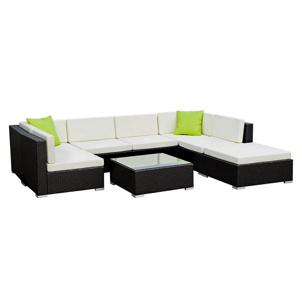 Gardeon 8-Piece Outdoor Sofa Set Wicker Couch Lounge Setting Cover - Mekamart Australia
