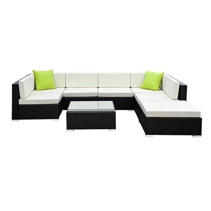 Gardeon 8-Piece Outdoor Sofa Set Wicker Couch Lounge Setting Cover - Mekamart Australia