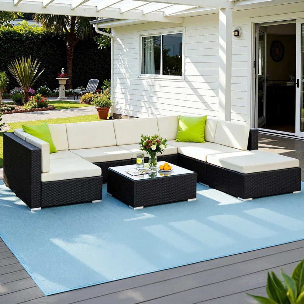 Gardeon 8-Piece Outdoor Sofa Set Wicker Couch Lounge Setting Cover - Mekamart Australia