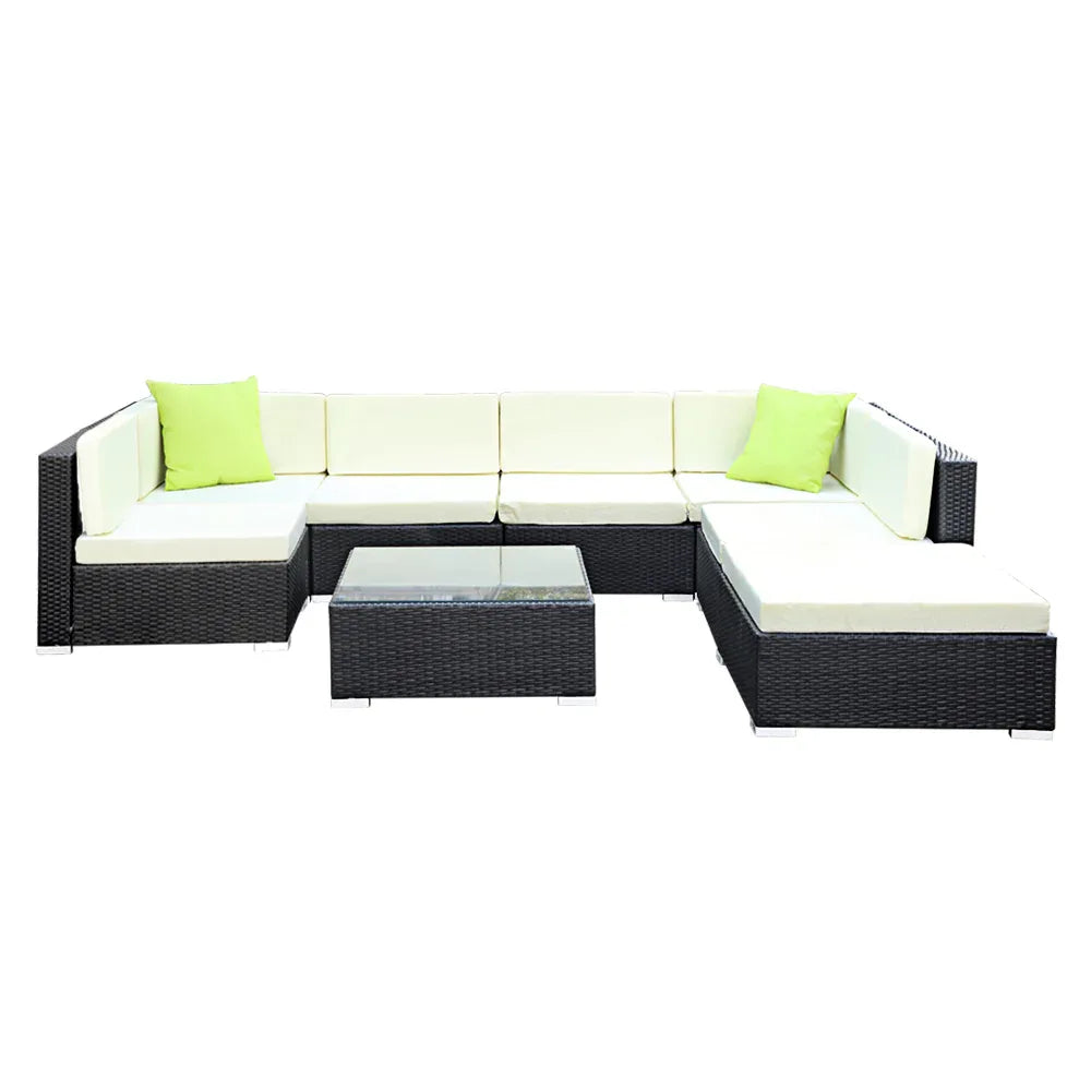 Gardeon 8-Piece Outdoor Sofa Set Wicker Couch Lounge Setting 7 Seater - Mekamart Australia