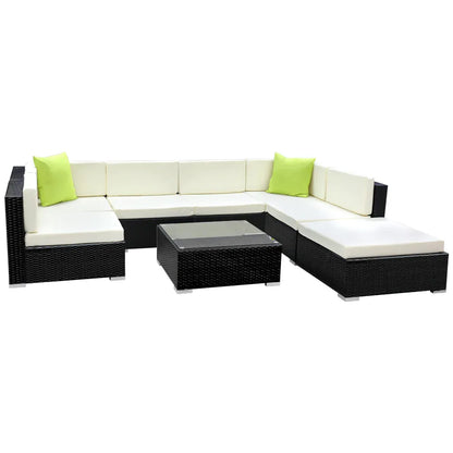 Gardeon 8-Piece Outdoor Sofa Set Wicker Couch Lounge Setting 7 Seater - Mekamart Australia