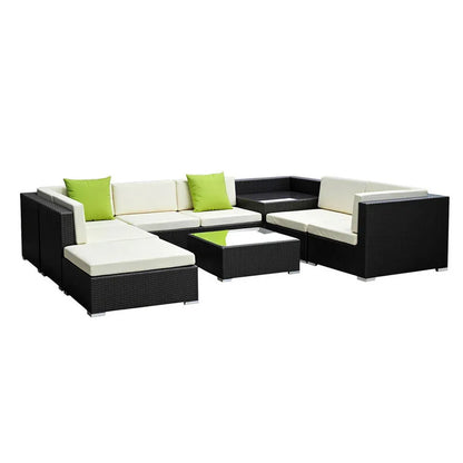 Gardeon 9-Piece Outdoor Sofa Set Wicker Couch Lounge Setting Cover - Mekamart Australia