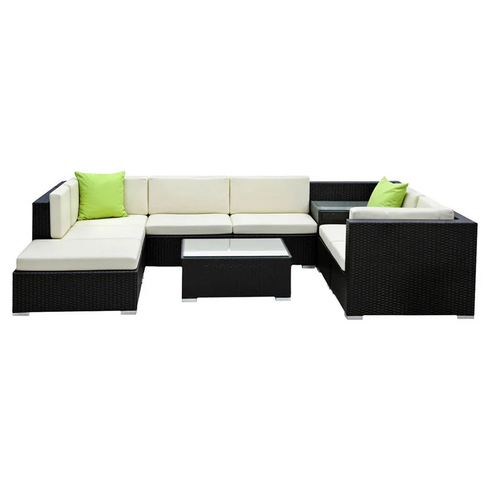 Gardeon 9-Piece Outdoor Sofa Set Wicker Couch Lounge Setting Cover - Mekamart Australia