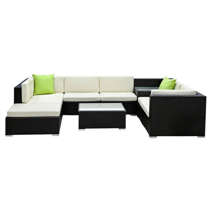 Gardeon 9-Piece Outdoor Sofa Set Wicker Couch Lounge Setting Cover - Mekamart Australia