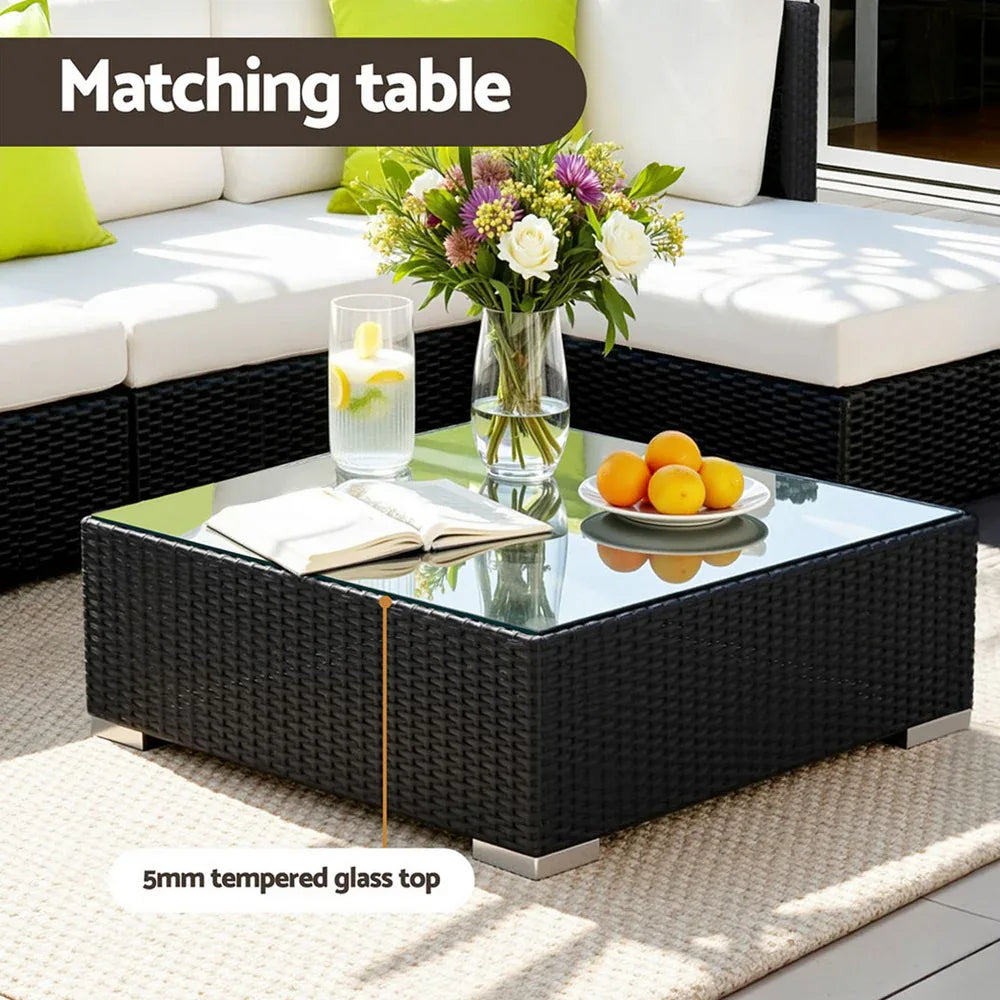 Gardeon 9-Piece Outdoor Sofa Set Wicker Couch Lounge Setting Cover - Mekamart Australia