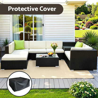Gardeon 9-Piece Outdoor Sofa Set Wicker Couch Lounge Setting Cover - Mekamart Australia