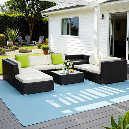 Gardeon 9-Piece Outdoor Sofa Set Wicker Couch Lounge Setting Cover - Mekamart Australia