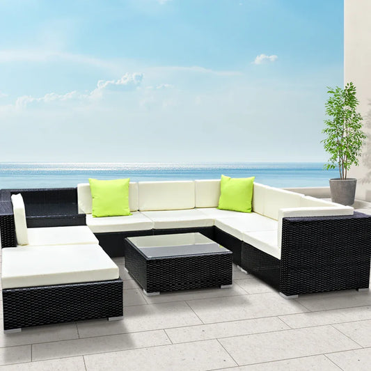 Gardeon 9-Piece Outdoor Sofa Set Wicker Couch Lounge Setting 7 Seater - Mekamart Australia