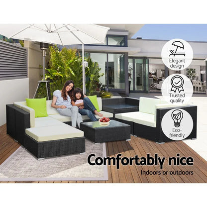 Gardeon 9-Piece Outdoor Sofa Set Wicker Couch Lounge Setting 7 Seater - Mekamart Australia