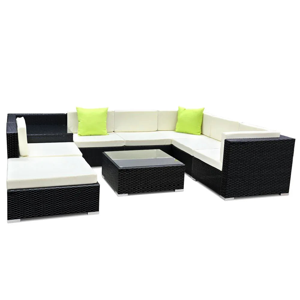 Gardeon 9-Piece Outdoor Sofa Set Wicker Couch Lounge Setting 7 Seater - Mekamart Australia