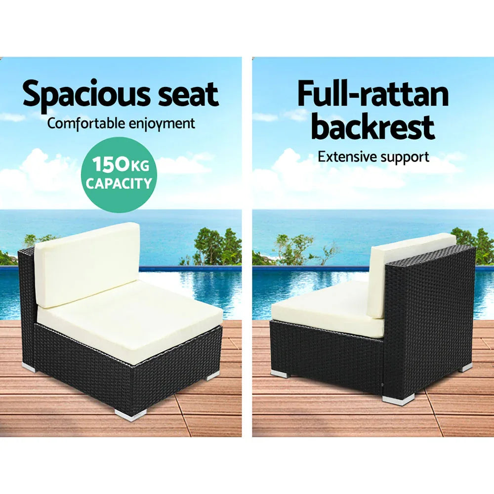 2PC Gardeon Outdoor Furniture Sofa Set Wicker Rattan Garden Lounge Chair Setting - Mekamart Australia