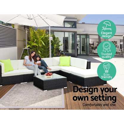 2PC Gardeon Outdoor Furniture Sofa Set Wicker Rattan Garden Lounge Chair Setting - Mekamart Australia
