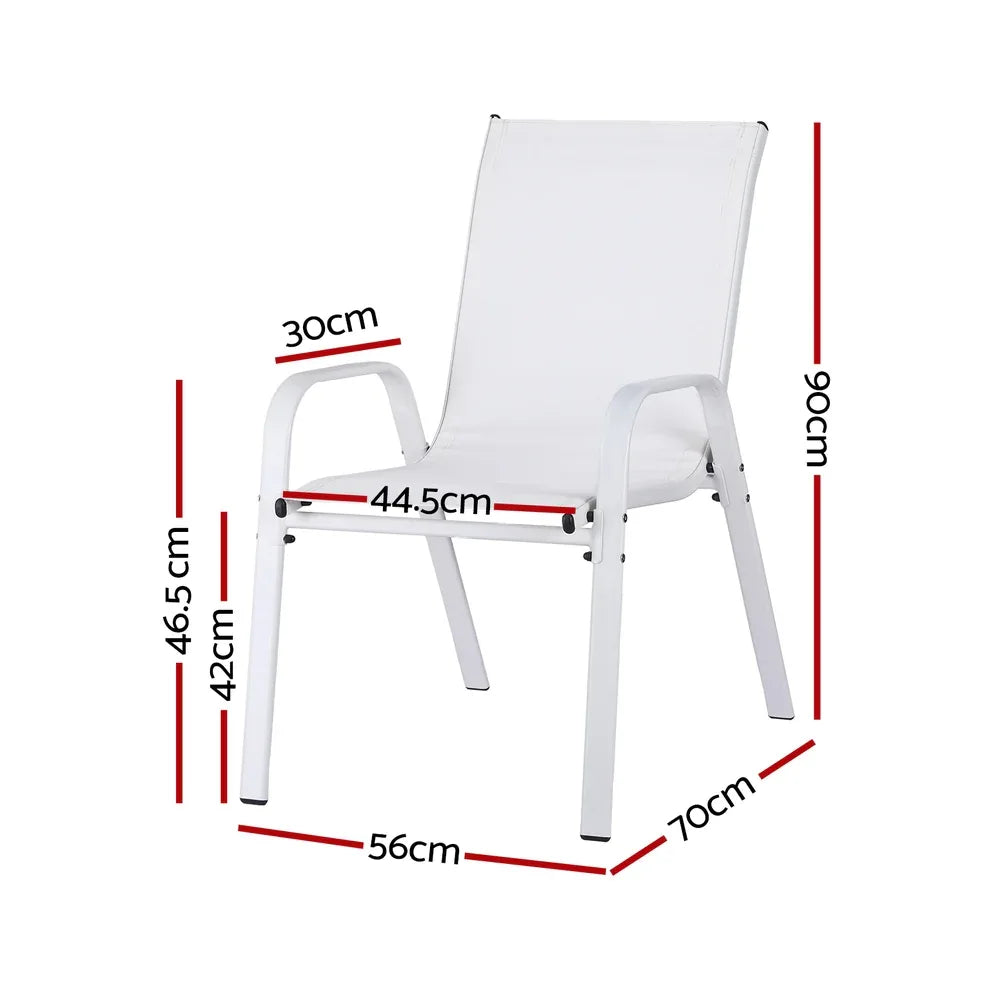Gardeon 4PC Outdoor Dining Chairs Stackable Lounge Chair Patio Furniture White - Mekamart Australia