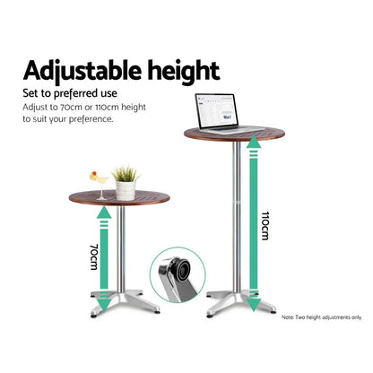 Gardeon 3-Piece Outdoor Bar Set Bistro Table Stools Adjustable Wooden Cafe - Mekamart Australia