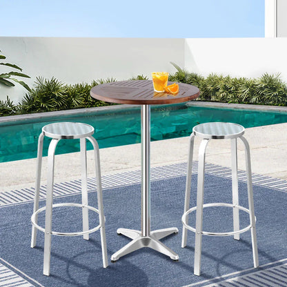 Gardeon 3-Piece Outdoor Bar Set Bistro Table Stools Adjustable Square Cafe - Mekamart Australia
