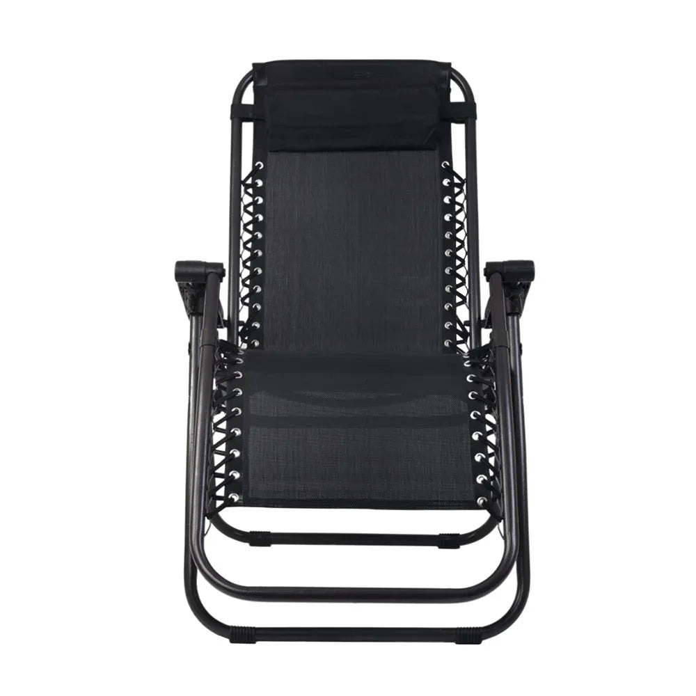 Gardeon 2PC Zero Gravity Chair Folding Outdoor Recliner Adjustable Sun Lounge Camping Black - Mekamart Australia