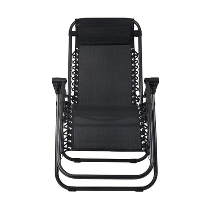 Gardeon 2PC Zero Gravity Chair Folding Outdoor Recliner Adjustable Sun Lounge Camping Black - Mekamart Australia