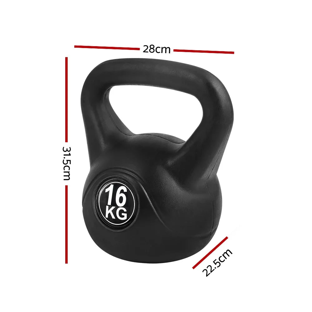Everfit 16kg Kettlebell Set Weight Lifting Bench Dumbbells Kettle Bell Gym Home - Mekamart Australia