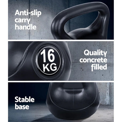 Everfit 16kg Kettlebell Set Weight Lifting Bench Dumbbells Kettle Bell Gym Home - Mekamart Australia