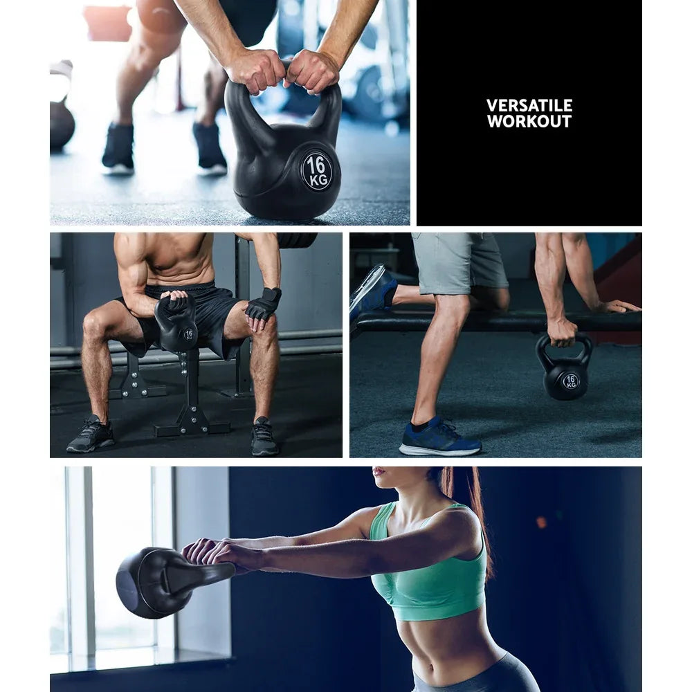 Everfit 16kg Kettlebell Set Weight Lifting Bench Dumbbells Kettle Bell Gym Home - Mekamart Australia