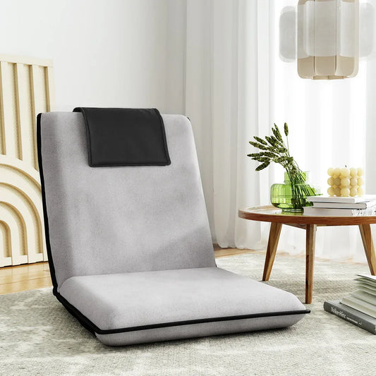 Artiss Floor Lounge Sofa Bed Couch Recliner Chair Folding Chair Cushion Grey - Mekamart Australia