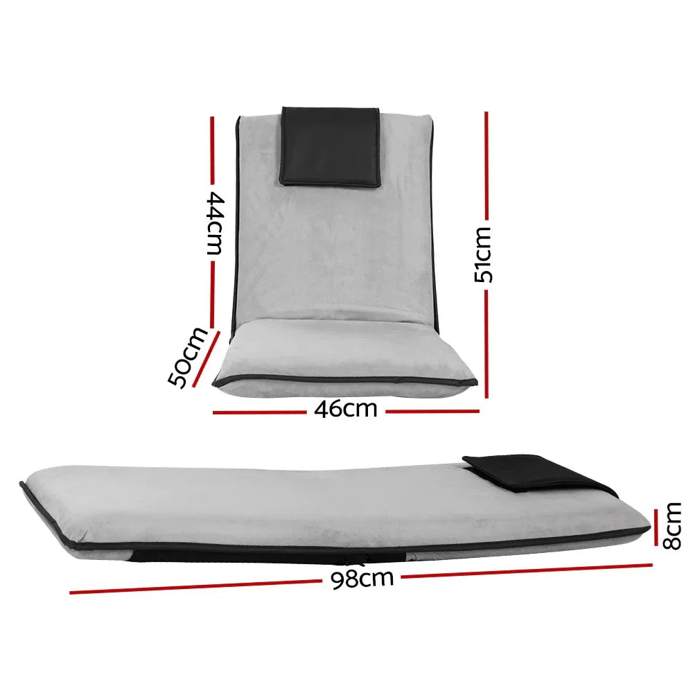 Artiss Floor Lounge Sofa Bed Couch Recliner Chair Folding Chair Cushion Grey - Mekamart Australia