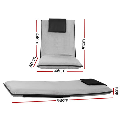 Artiss Floor Lounge Sofa Bed Couch Recliner Chair Folding Chair Cushion Grey - Mekamart Australia