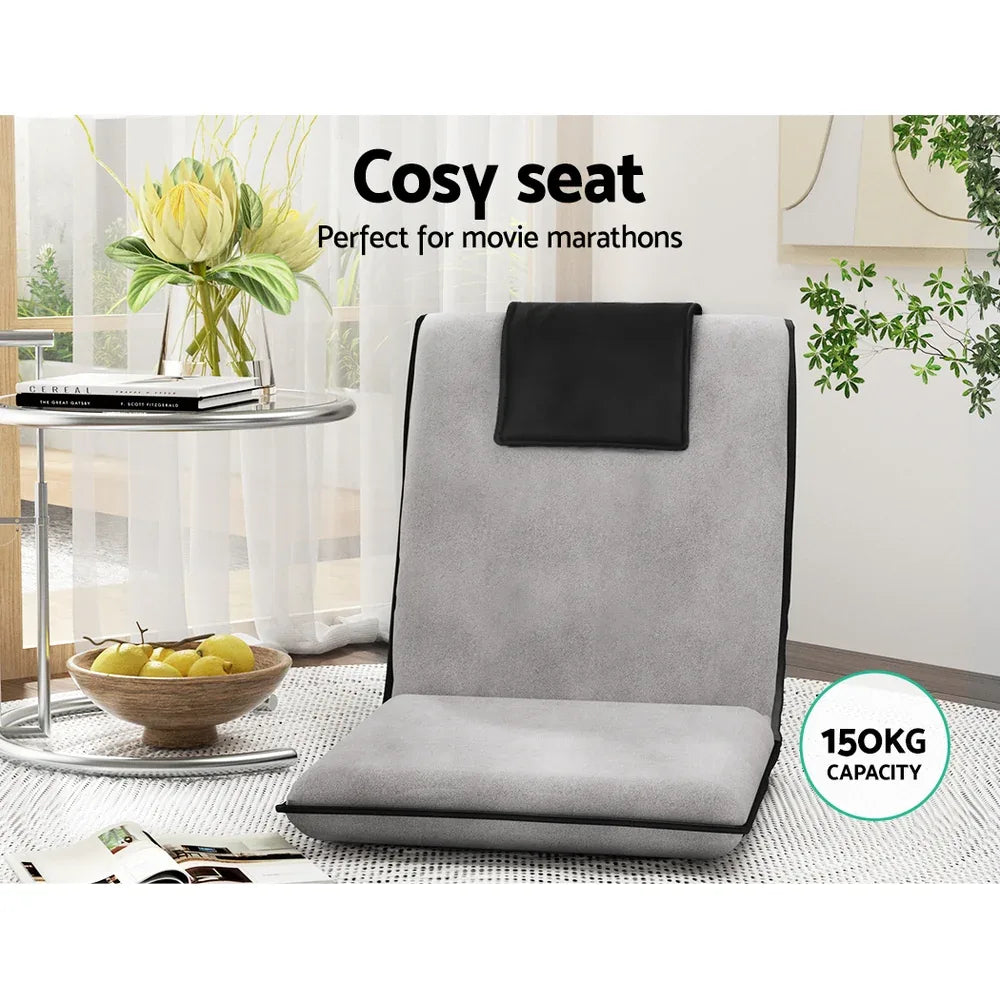 Artiss Floor Lounge Sofa Bed Couch Recliner Chair Folding Chair Cushion Grey - Mekamart Australia