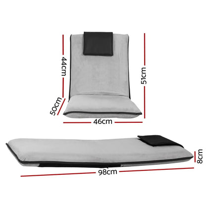 Artiss 4X Floor Lounge Sofa Bed Floor Cushion Velvet Grey - Mekamart Australia