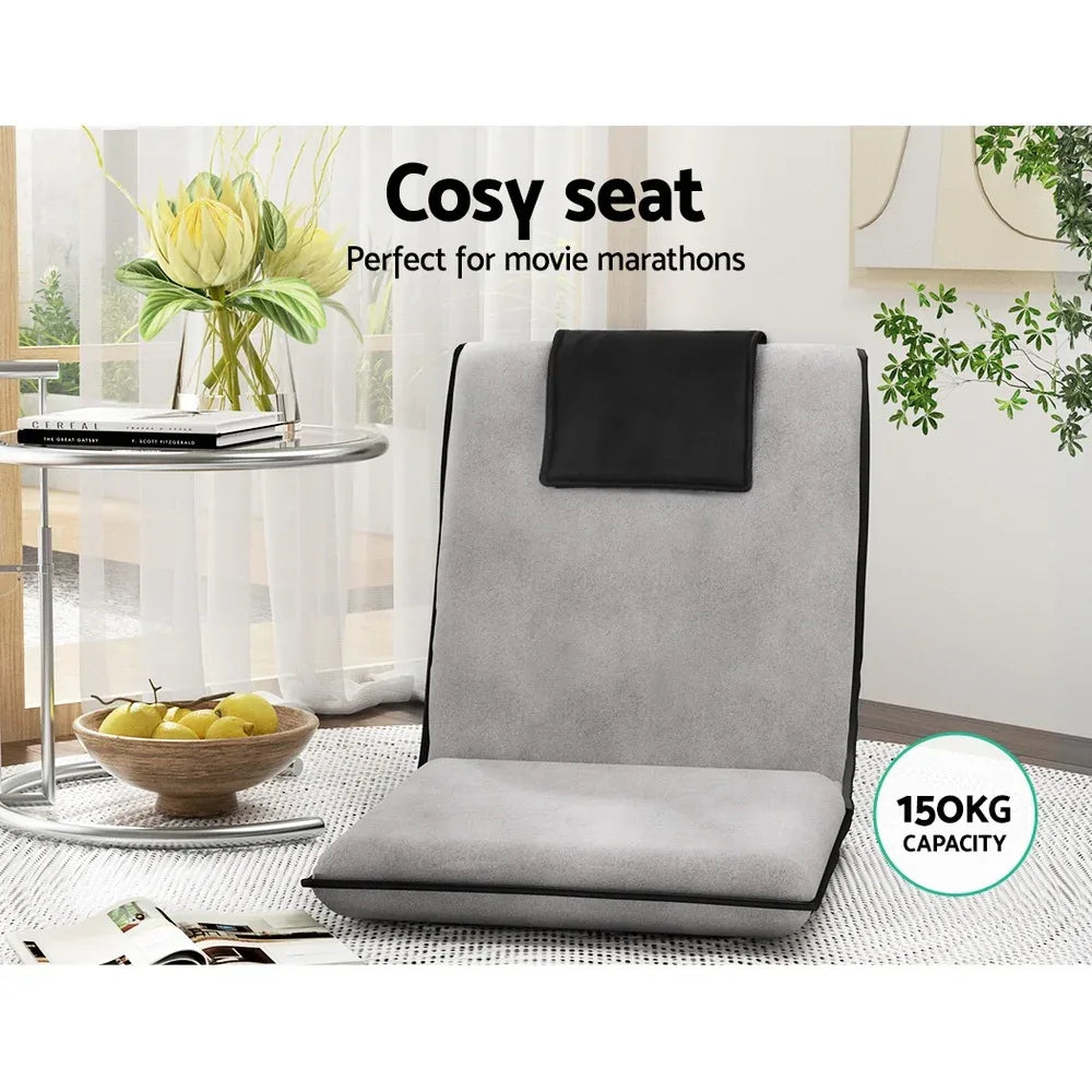 Artiss 4X Floor Lounge Sofa Bed Floor Cushion Velvet Grey - Mekamart Australia