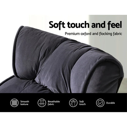 Artiss Floor Lounge Sofa With Armrest Flocking Fabric Charcoal - Mekamart Australia